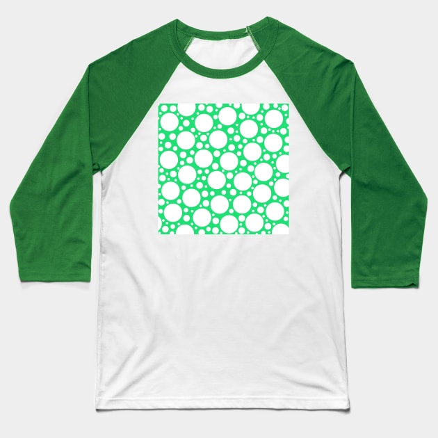 Polka Dots in Green & White Baseball T-Shirt by Whoopsidoodle